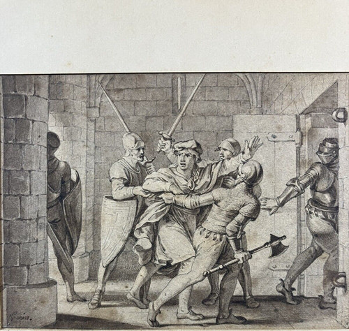 Encre scène médiévale - scène,